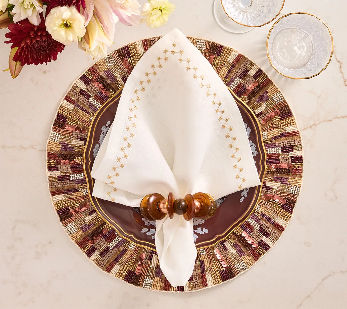 Diadem Placemat in Brown & Multi, Set of 2
