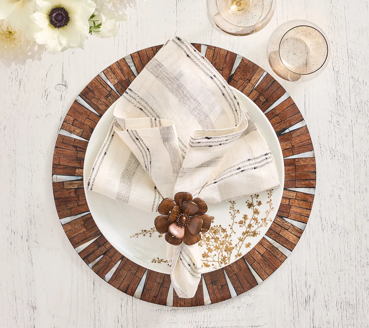 Halo Placemat in Brown & White, Set of 4