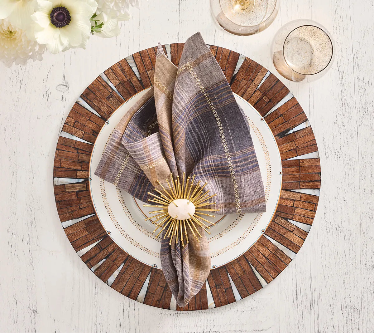 Halo Placemat in Brown & White, Set of 4