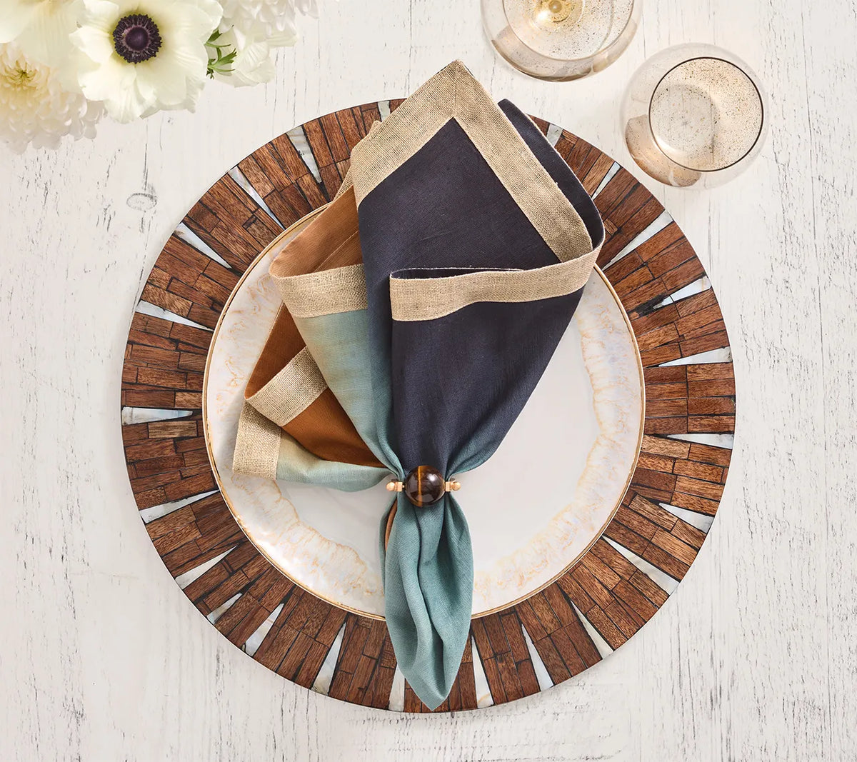 Halo Placemat in Brown & White, Set of 4