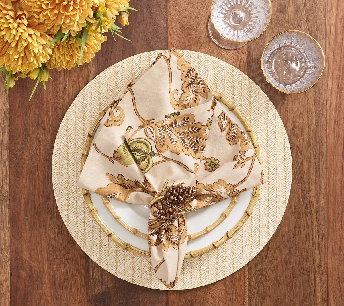 Paisley Vine Napkin in Beige & Multi, Set of 4