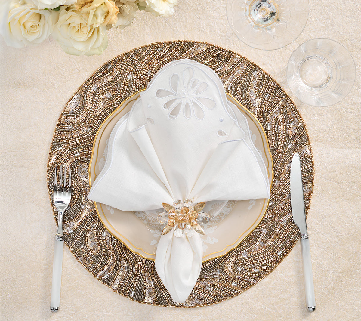 Bloom Napkin in White, Set of 4