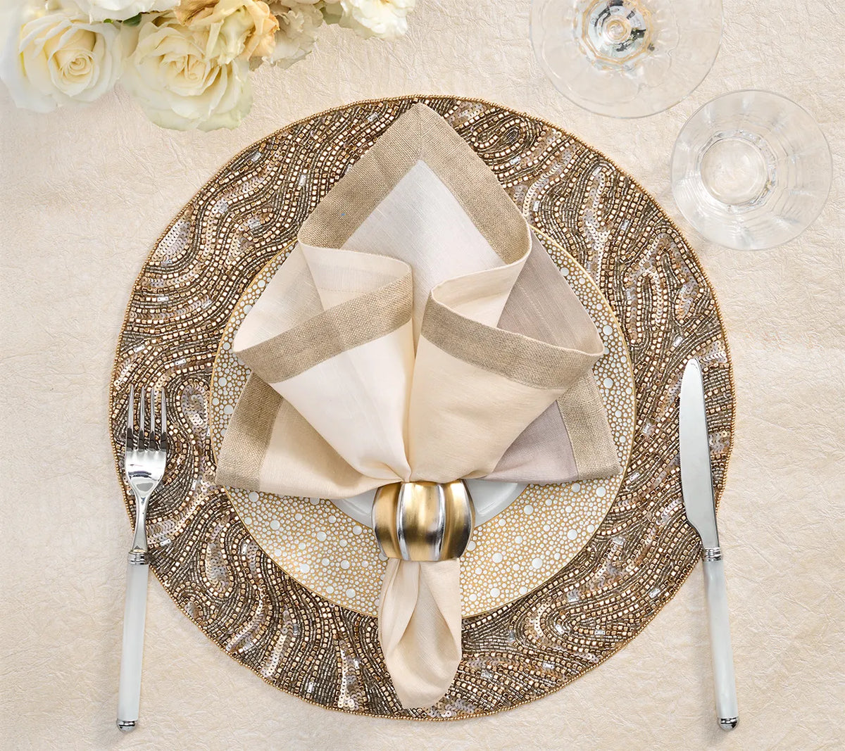 Luster Placemat in Gold & Silver, Set of 2