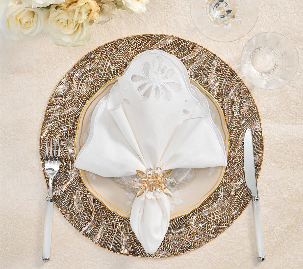 Luster Placemat in Gold & Silver, Set of 2