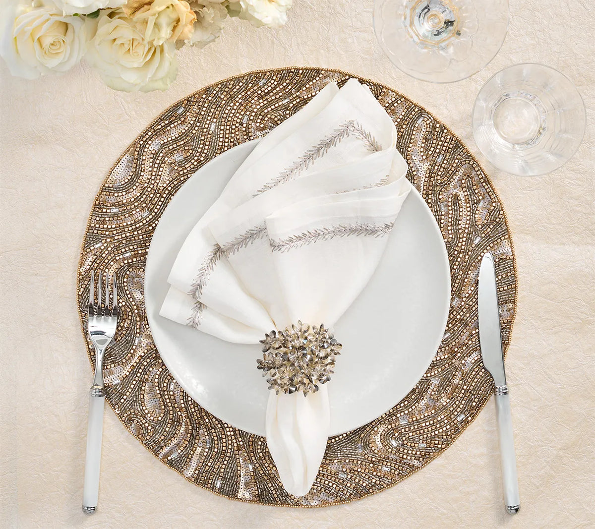 Luster Placemat in Gold & Silver, Set of 2