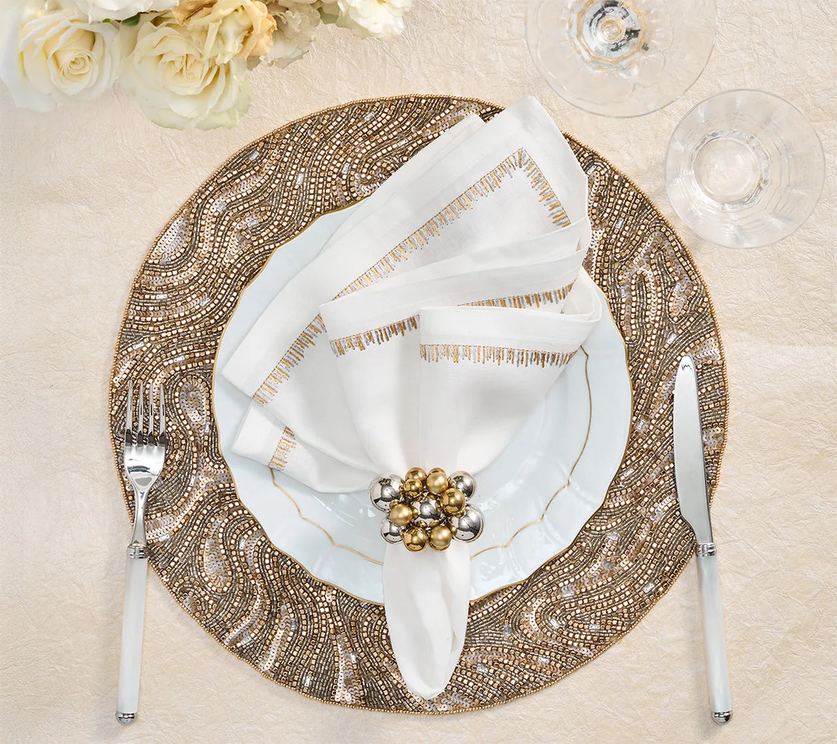 Luster Placemat in Gold & Silver, Set of 2