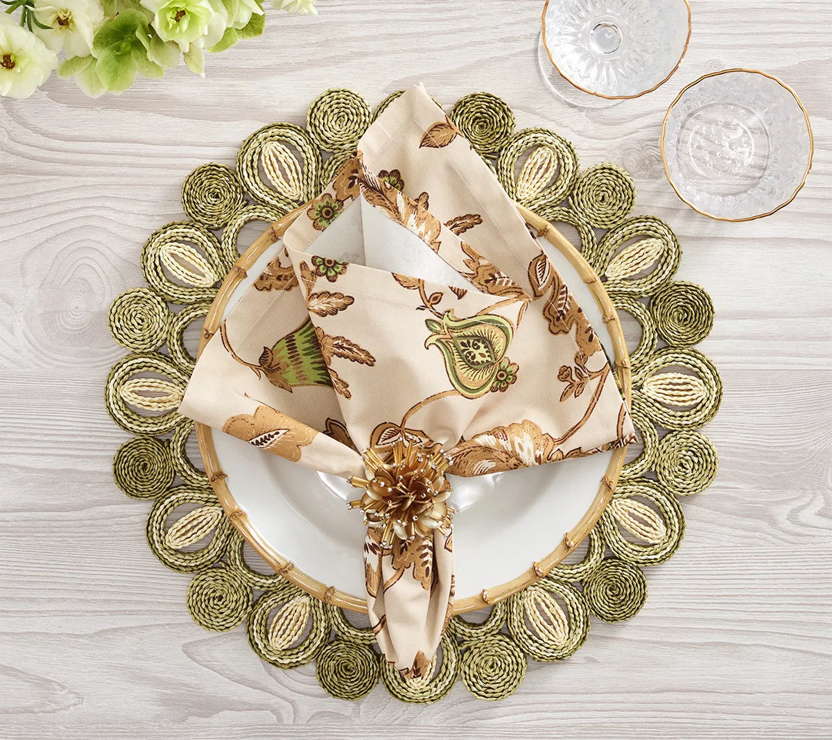Paisley Vine Napkin in Beige & Multi, Set of 4