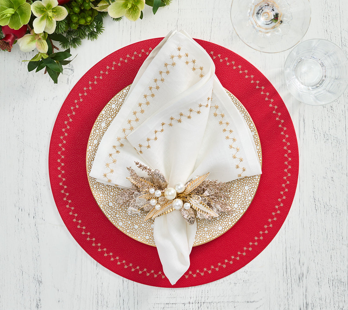 Gilded Spray Napkin Ring in Gold & Silver, Set of 4