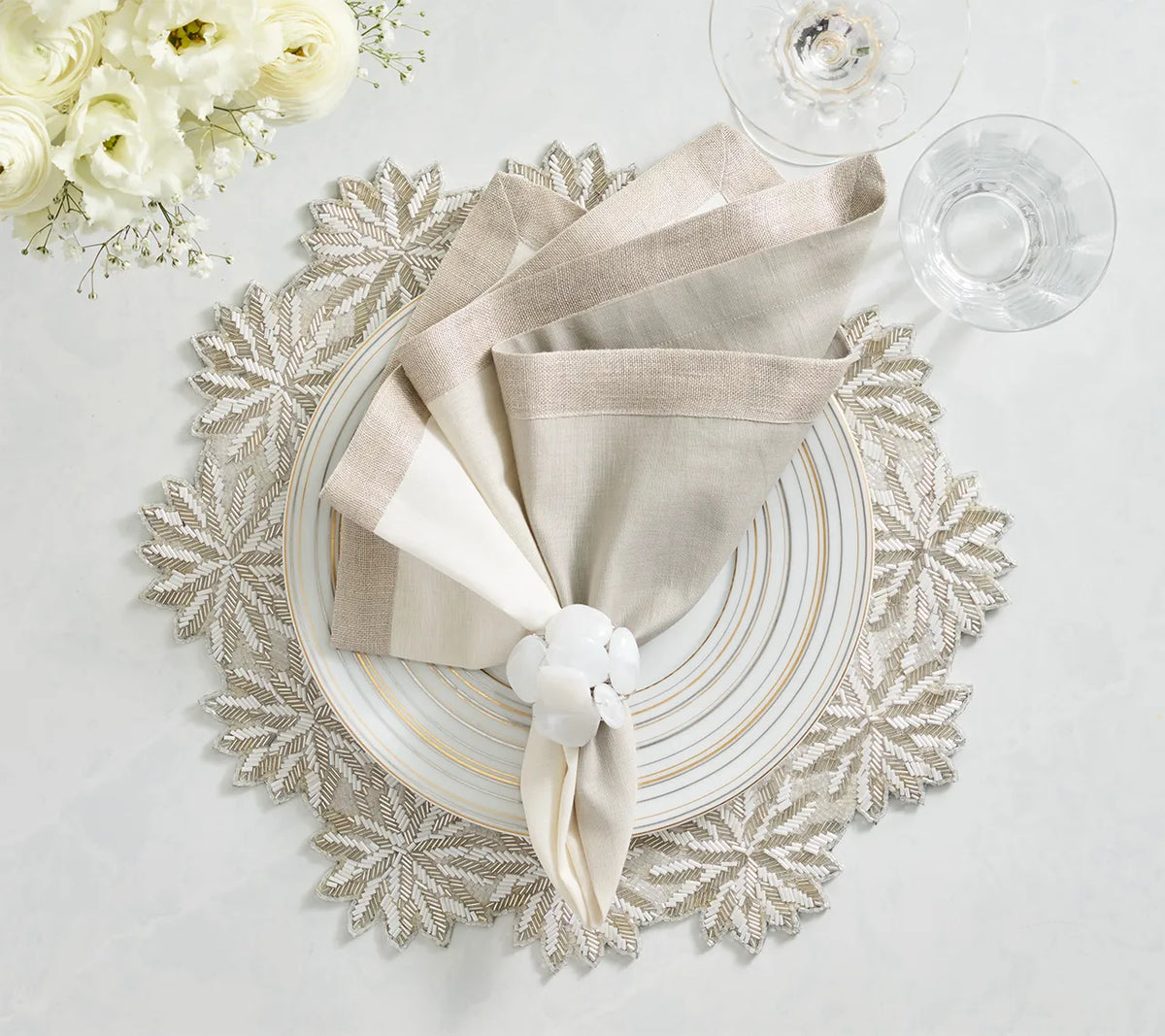 Winter Lace Placemat in Silver & Crystal, Set of 2