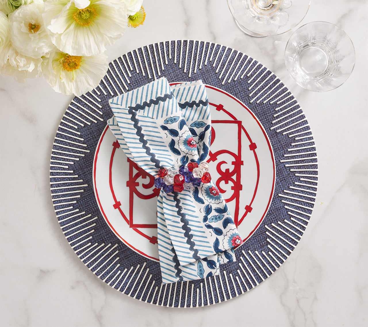 Dream Weaver Placemat in Navy & White, Set of 4