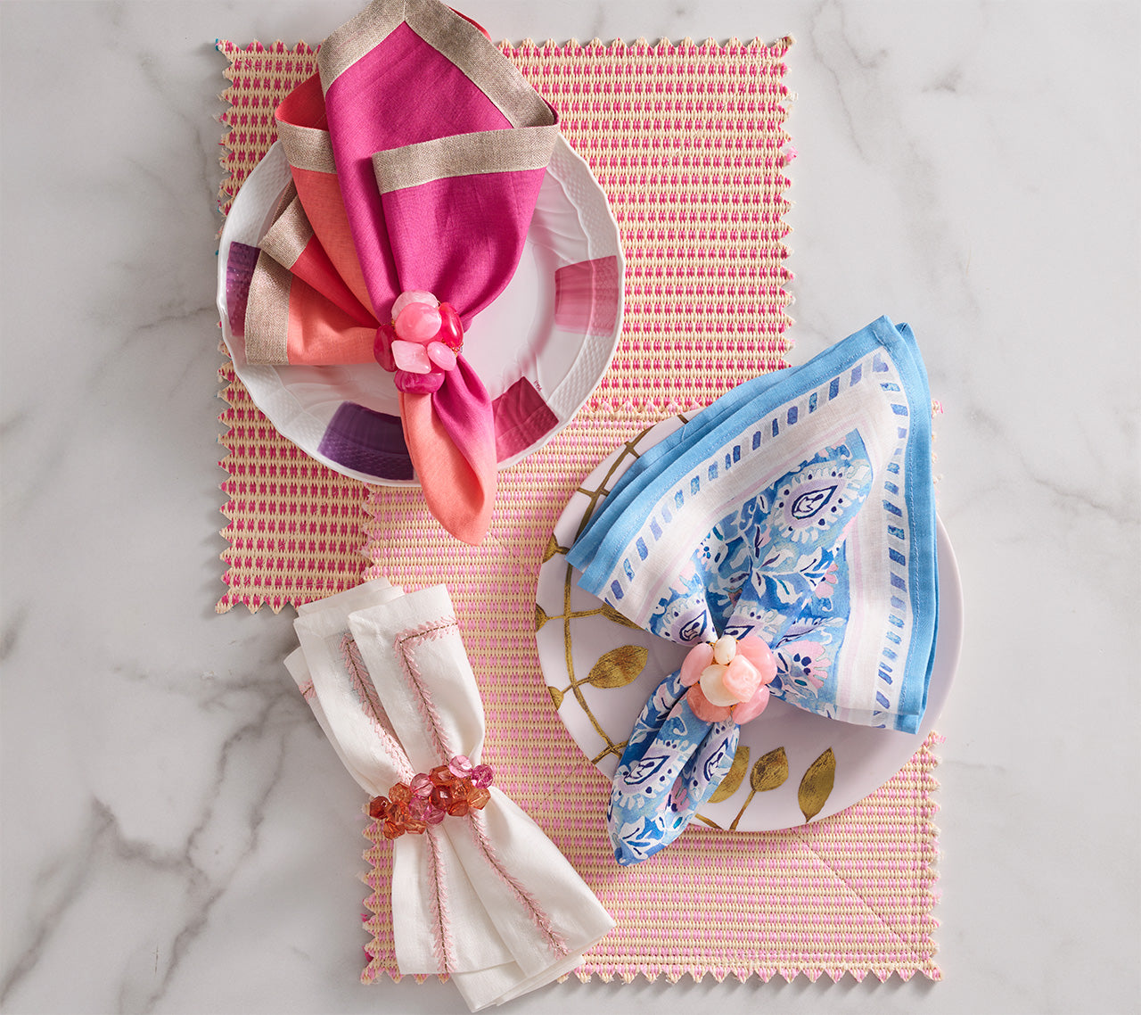 Duet Reversible Placemat in Blush & Pink, Set of 4