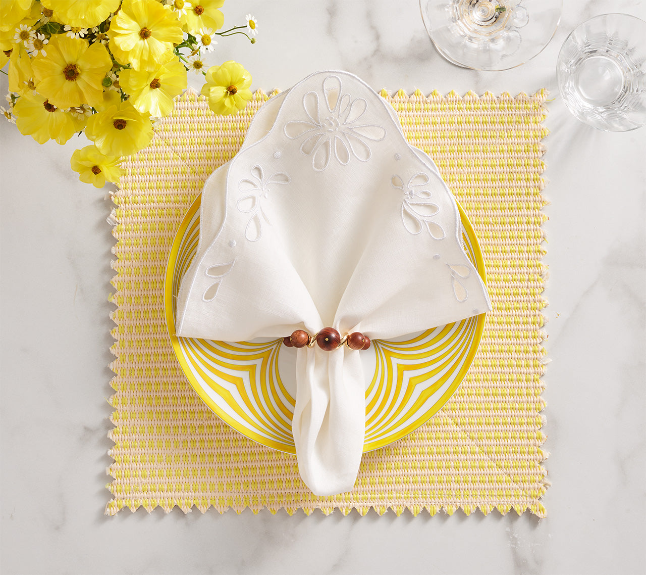 Duet Reversible Placemat in Brown & Yellow, Set of 4