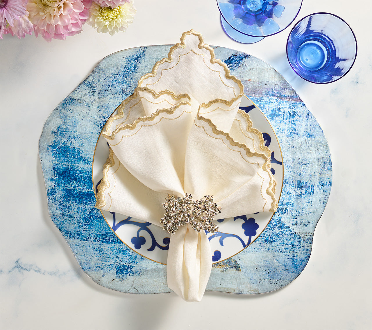 Lazul Placemat in Blue & Gray, Set of 4