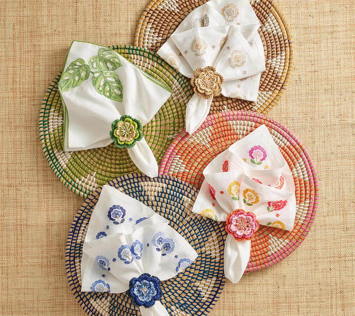 Pareo Napkin Ring in Lime & Green, Set of 4