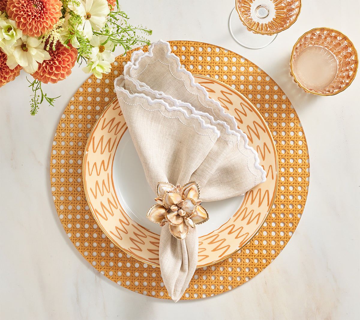 Arches Napkin in Natural & White, Set of 4