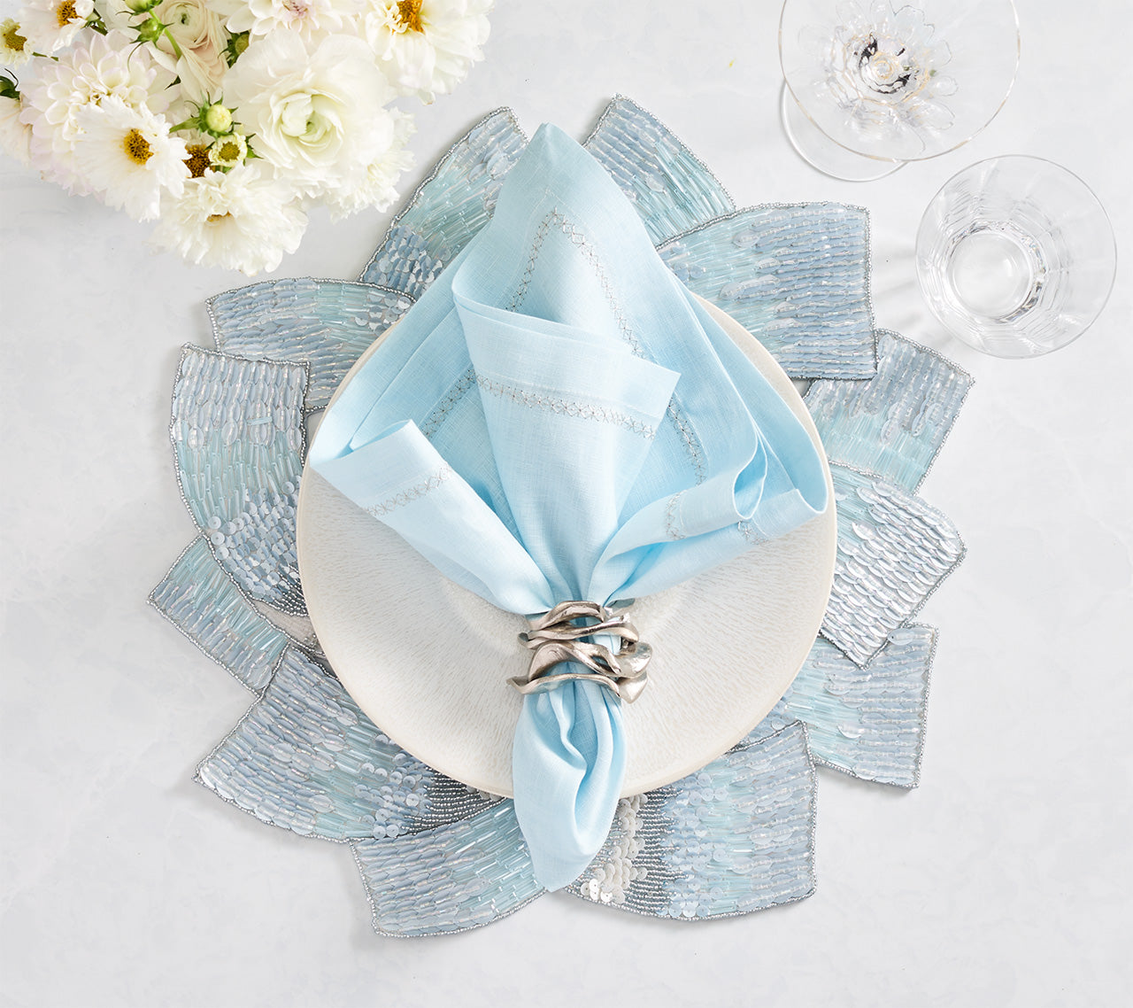 Tidal Placemat in Glacier Blue, Set of 2