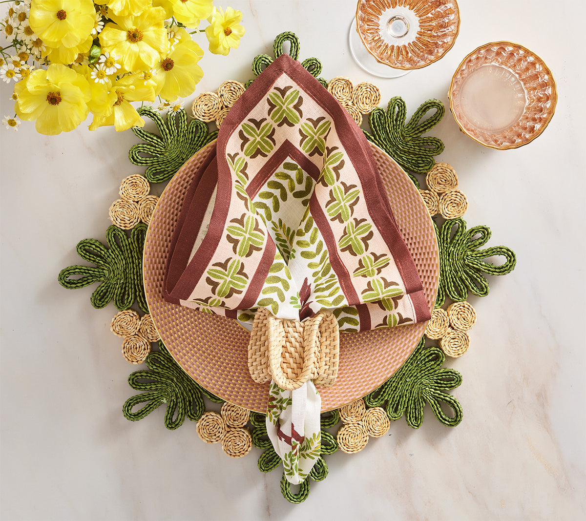 Verve Placemat in Green & Natural, Set of 4