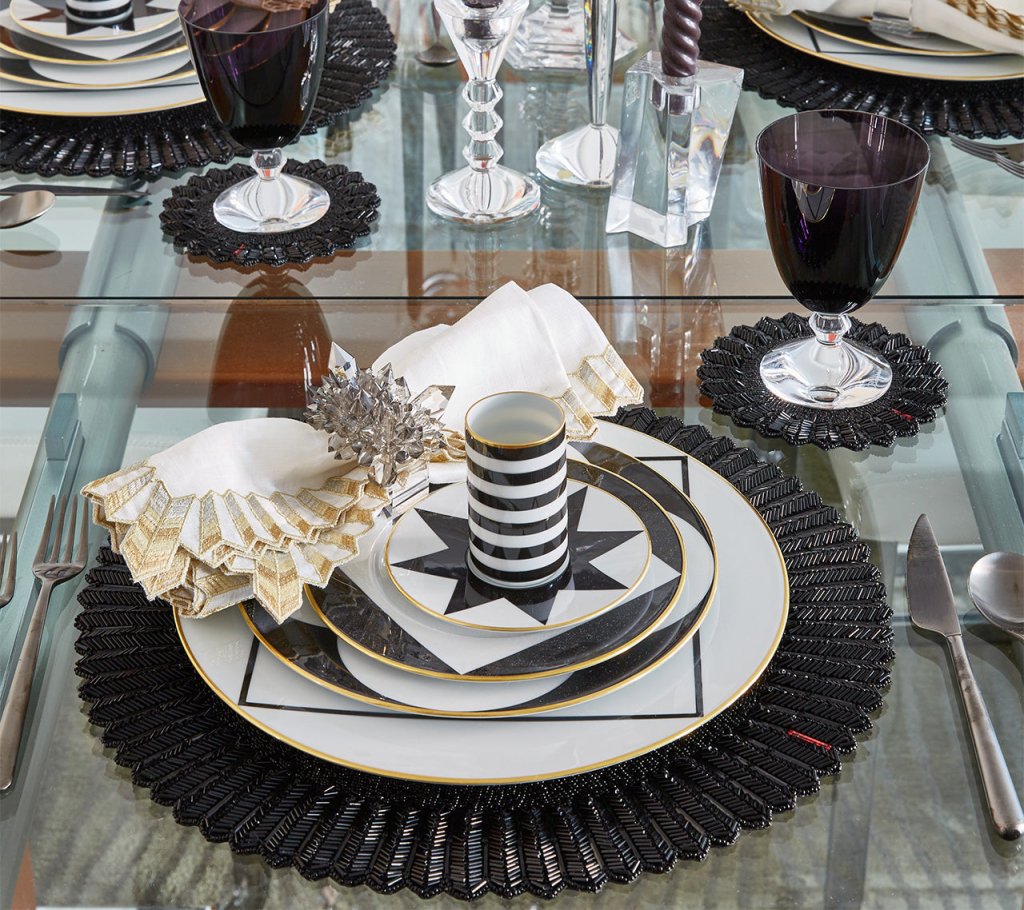 Kim Seybert, Inc.Etoile Coaster in Black, Set of 4 in a Gift BoxDrink Coasters