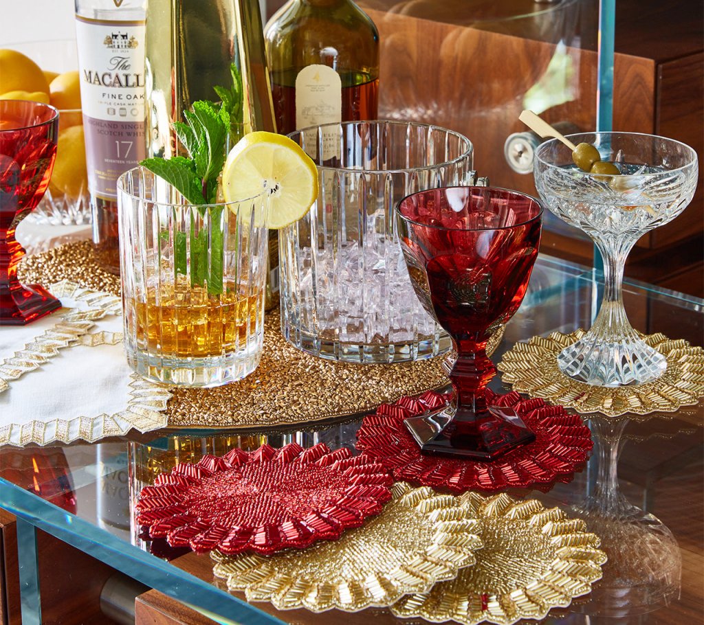 Kim Seybert, Inc.Etoile Coaster in Red, Set of 4 in a Gift BoxDrink Coasters
