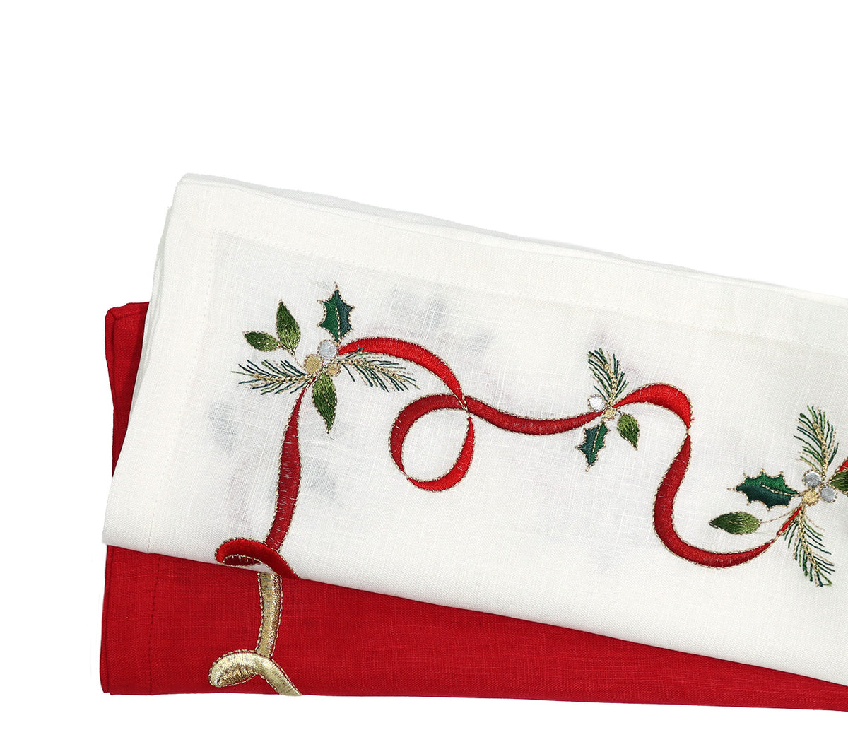 Xmas Ribbon Napkins, Set of 4