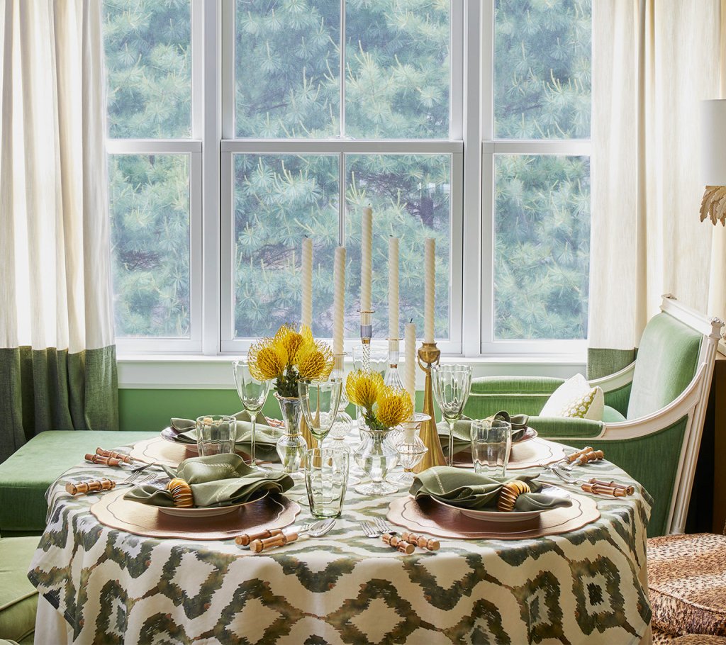 Kim Seybert, Inc.Watercolor Ikat Tablecloth in OliveTablecloths