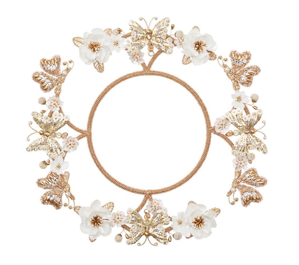 Kim Seybert, Inc.Papillon Charger in Ivory & Gold, Set of 2Placemats
