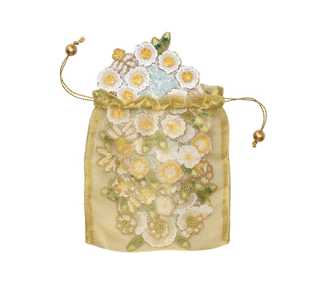 Kim Seybert, Inc.Gardenia Drink Coasters in Sky, White & Yellow, Set of 4 in a Gift BagDrink Coasters