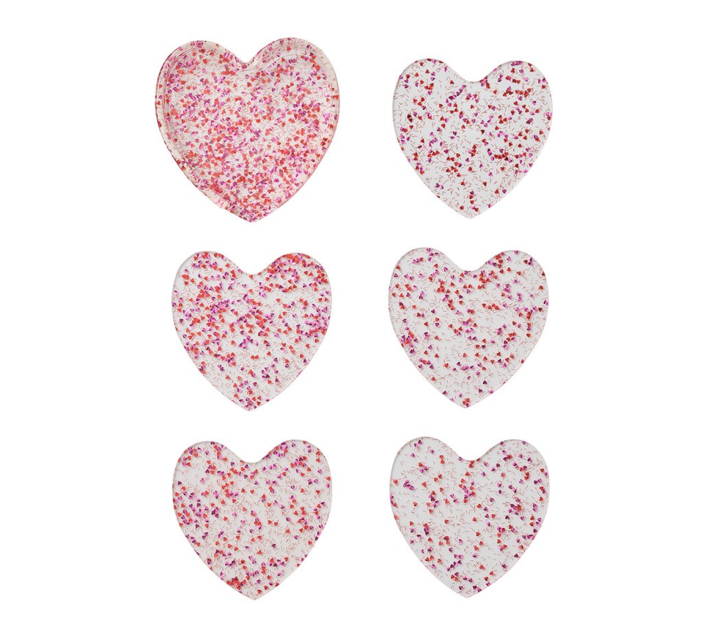 Kim Seybert, Inc.Sweetheart Coasters in Pink & Red, Set of 6 in a CaddyDrink Coasters