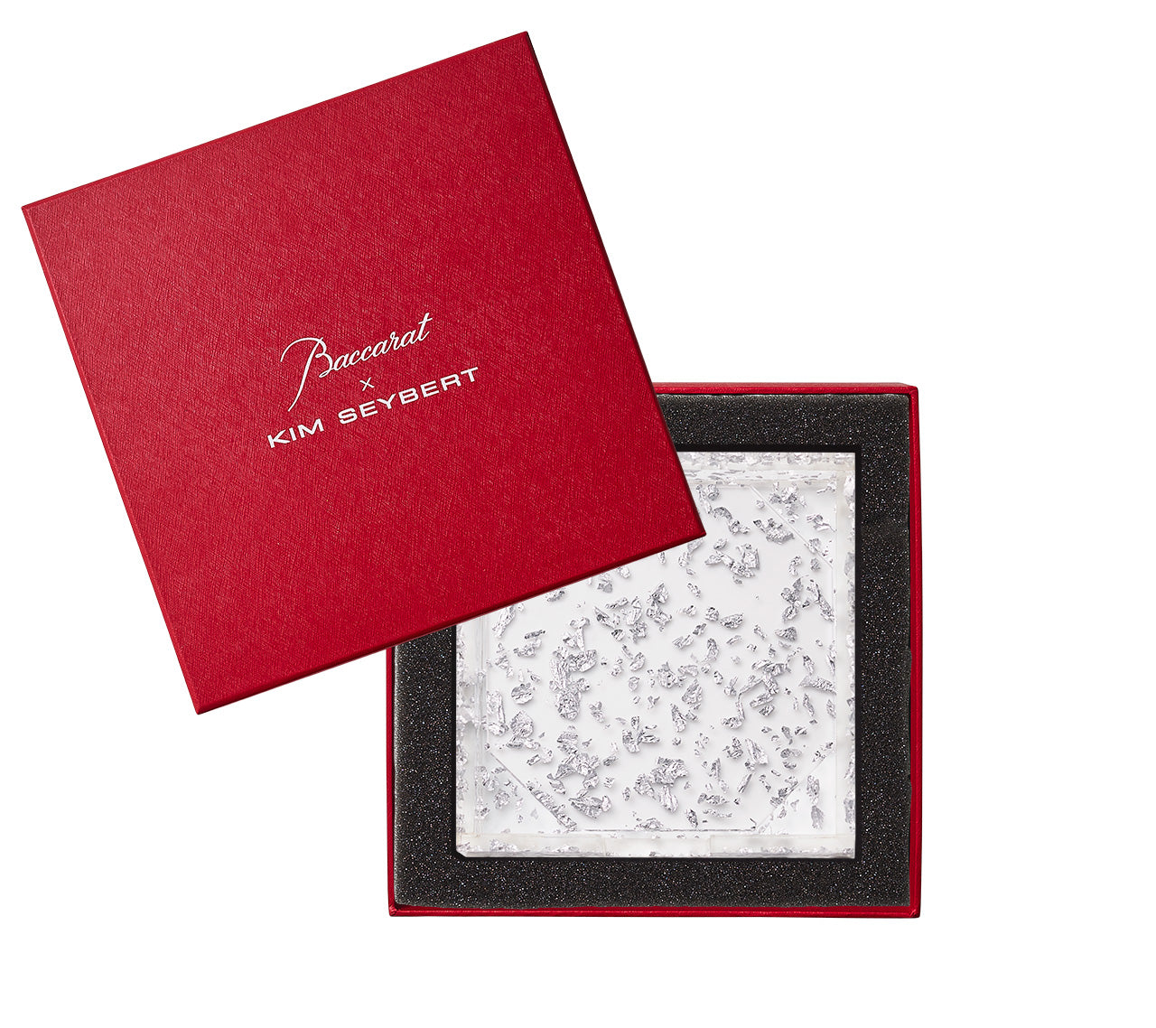 Shattered Coasters in Clear & Silver, Set of 6 in a Caddy
