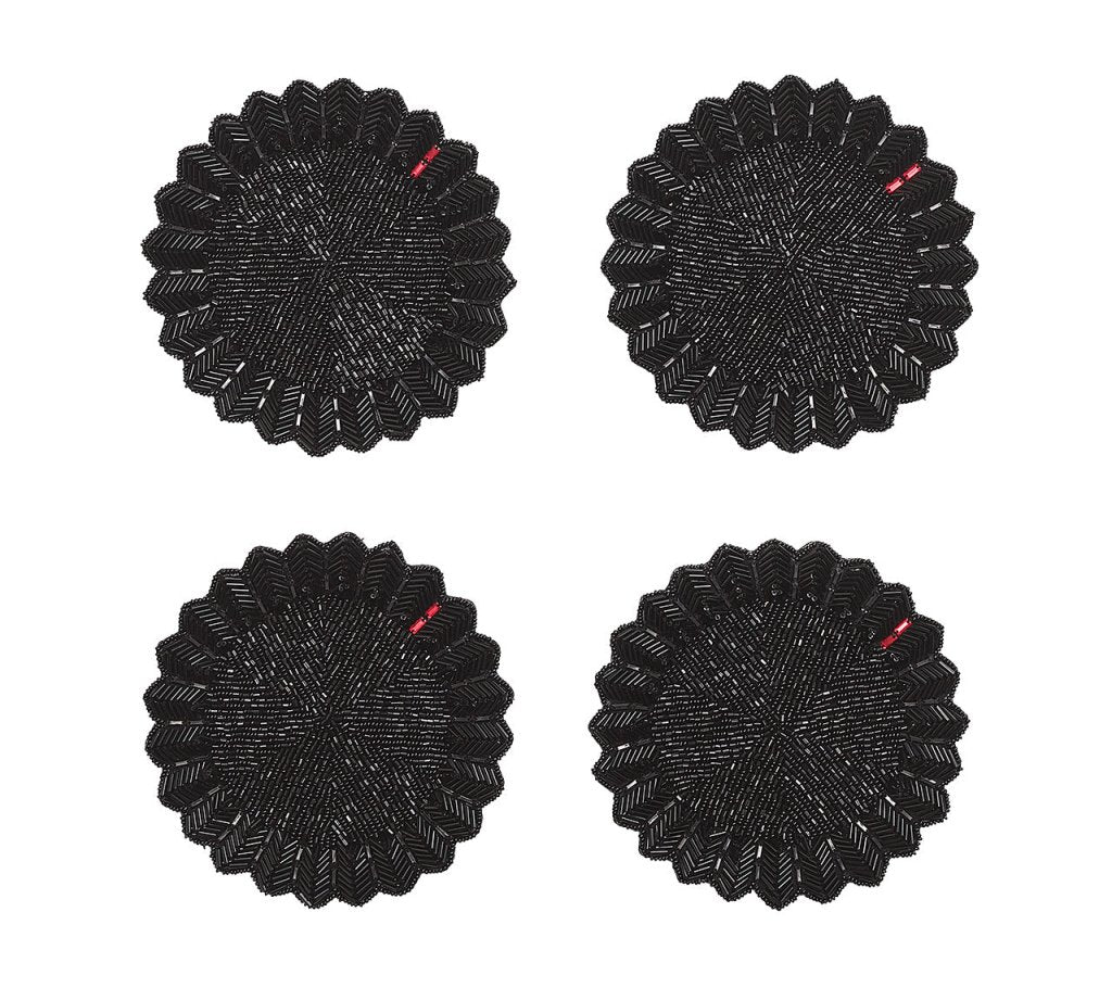 Kim Seybert, Inc.Etoile Coaster in Black, Set of 4 in a Gift BoxDrink Coasters