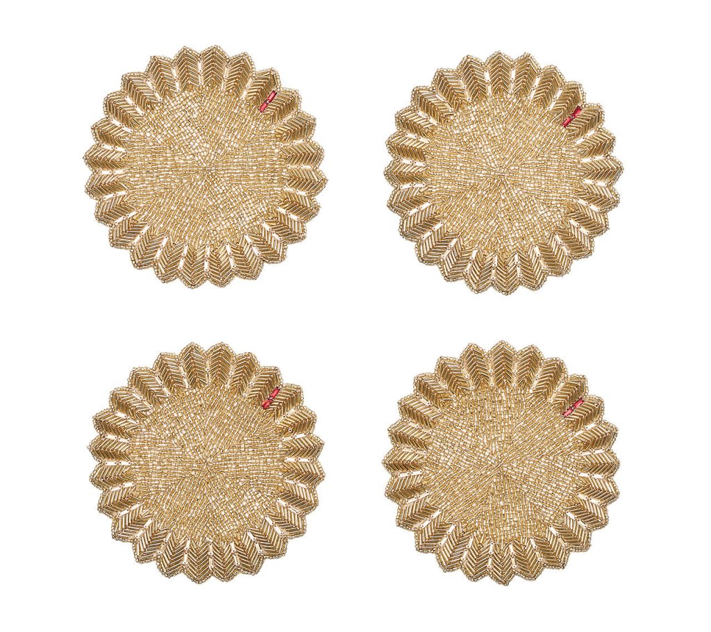 Kim Seybert, Inc.Etoile Coaster in Champagne, Set of 4 in a Gift BoxDrink Coasters