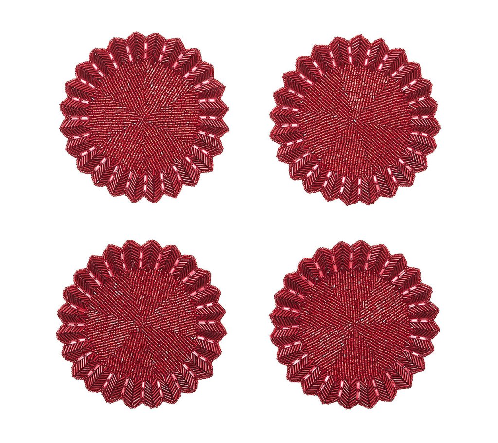 Kim Seybert, Inc.Etoile Coaster in Red, Set of 4 in a Gift BoxDrink Coasters