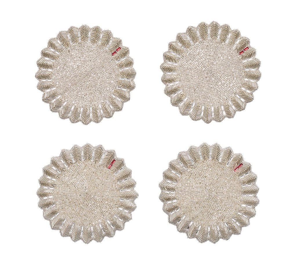 Kim Seybert, Inc.Etoile Coaster in Silver & Crystal, Set of 4 in a Gift BoxDrink Coasters