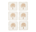 Date Palm Cocktail Napkins in White, Brown & Gold, Set of 6 in a Gift Box