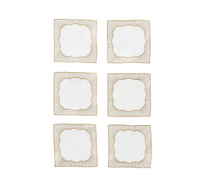 Kim Seybert Luxury Frame Cocktail Napkin in White, Gold & Silver