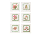Xmas Trellis Cocktail Napkins in White & Multi, Set of 6 in a Gift Box