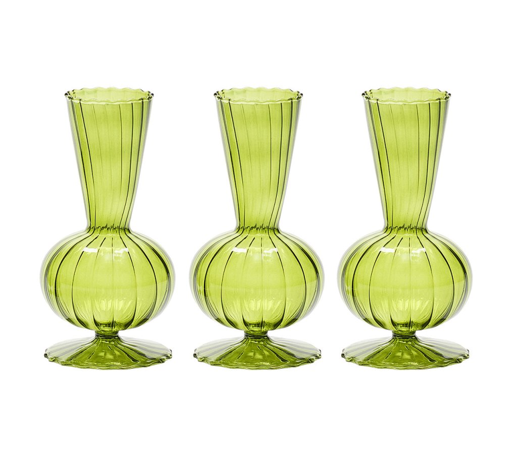 Kim Seybert, Inc.Tess Bud Vase in Olive, Set of 3 in a BoxHome Decor