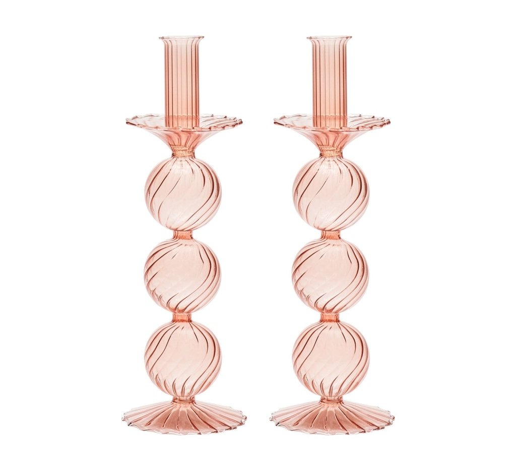 Kim Seybert, Inc.Iris Tall Candle Holder in Blush, Set of 2 in a BoxHome Decor