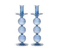 Iris Tall Candle Holder in Cadet, Set of 2 in a Box