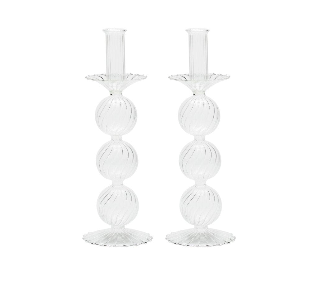 Kim Seybert, Inc.Iris Tall Candle Holder in Clear, Set of 2 in a BoxHome Decor