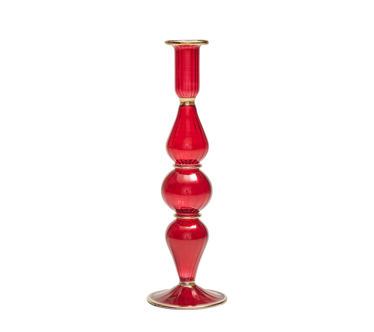 Ripple Candle Holder in Ruby
