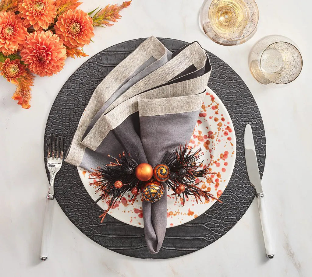 Dip Dye Napkin in Gray & Black, Set of 4
