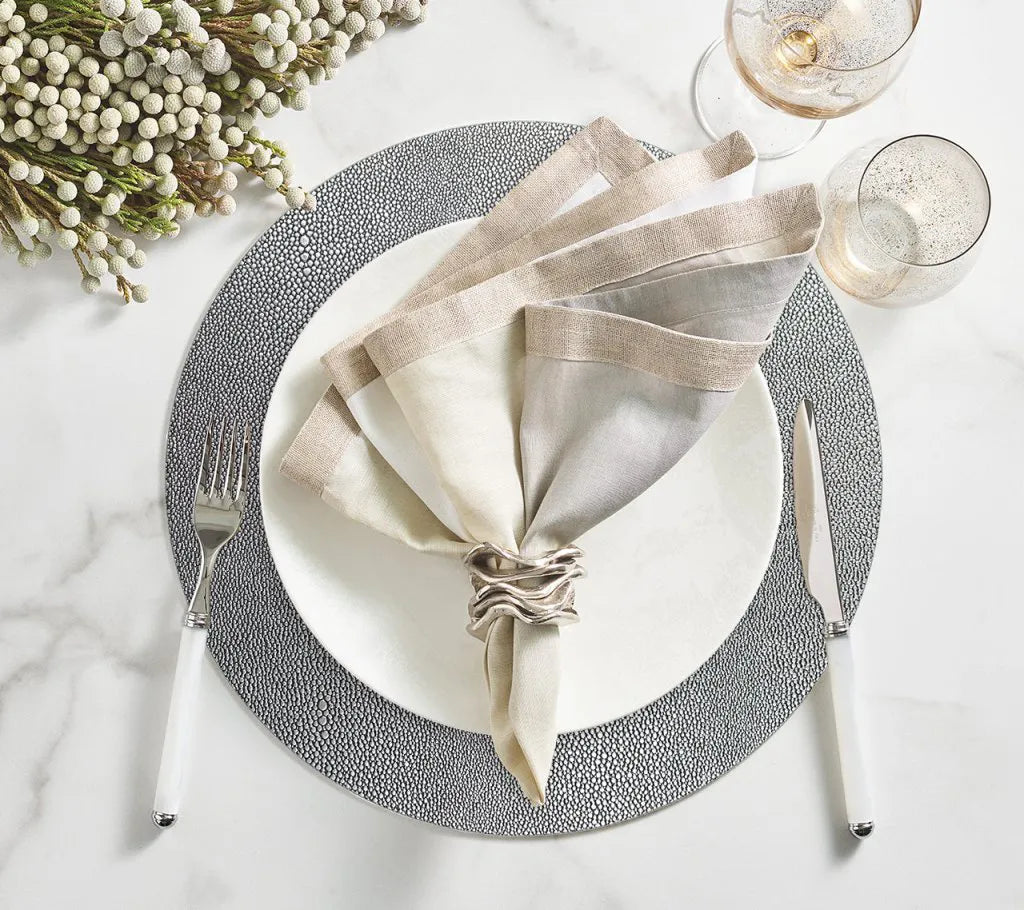 Dip Dye Napkin in Gray & Silver, Set of 4