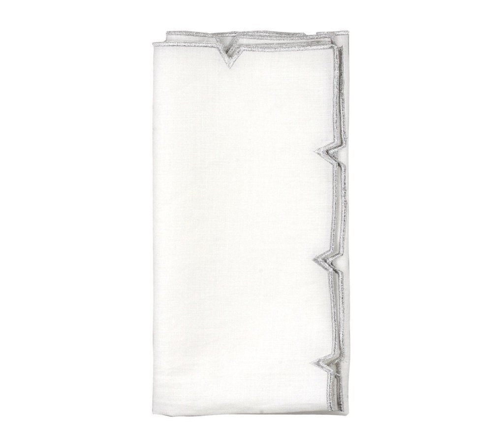Divot Napkin in White & Silver, Set of 4