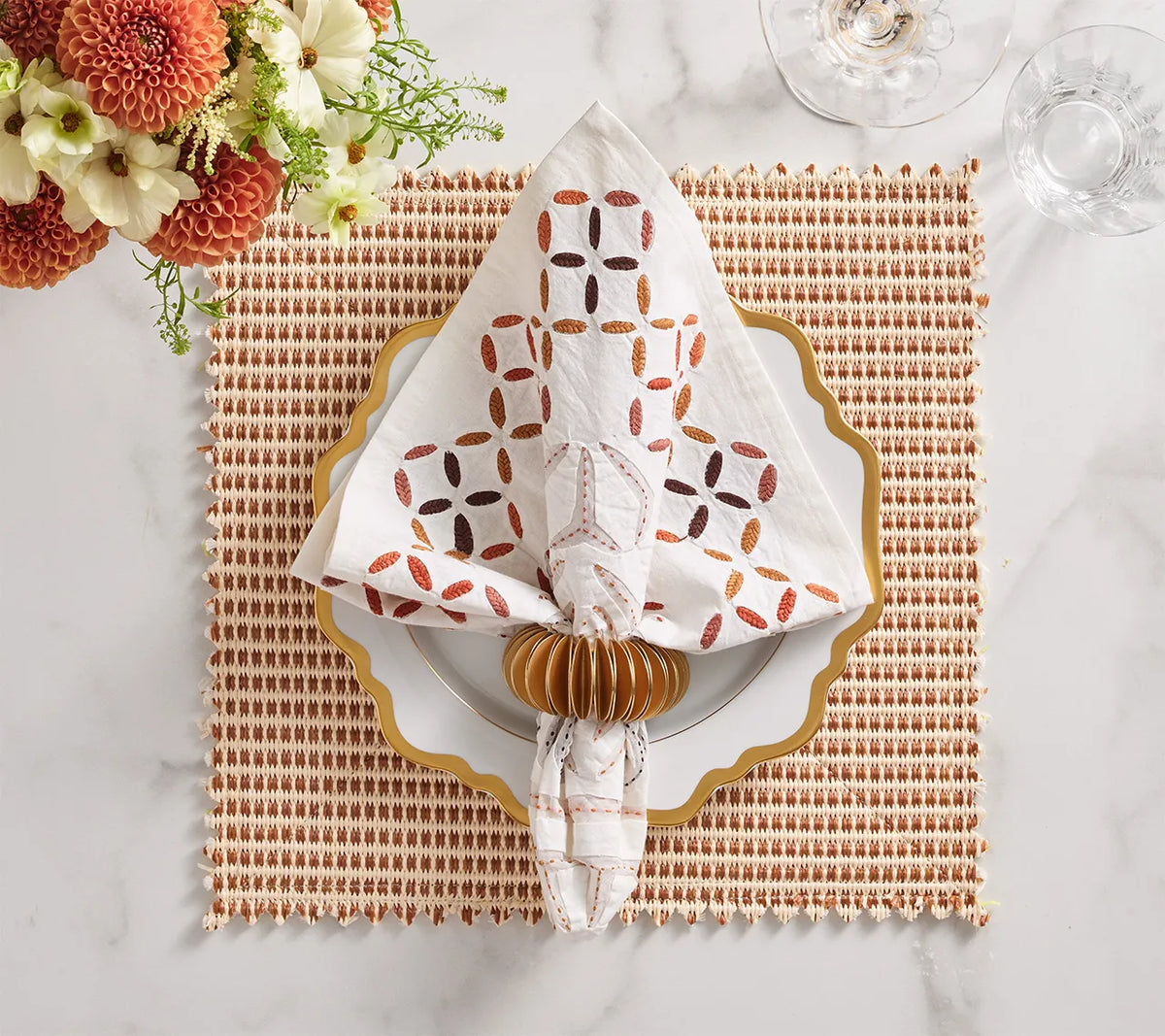 Duet Reversible Placemat in Brown & Yellow, Set of 4