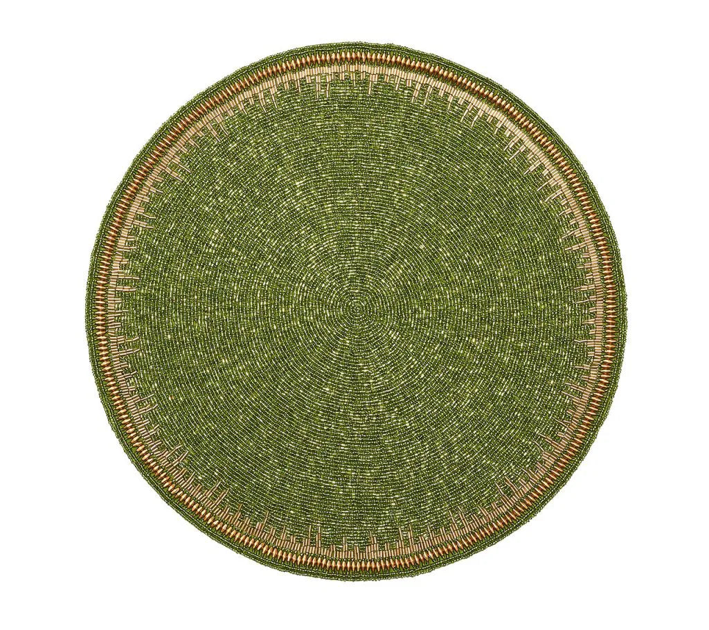 Enamor Placemat in Green & Gold, Set of 4