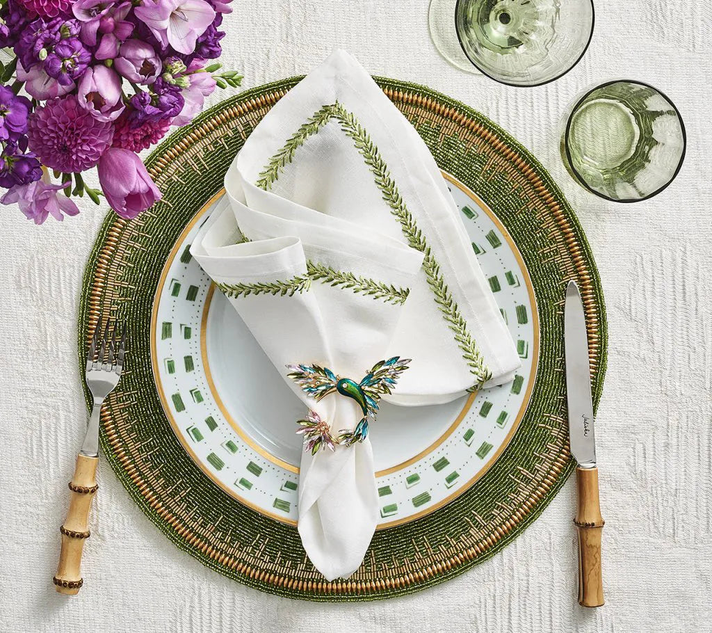 Enamor Placemat in Green & Gold, Set of 4