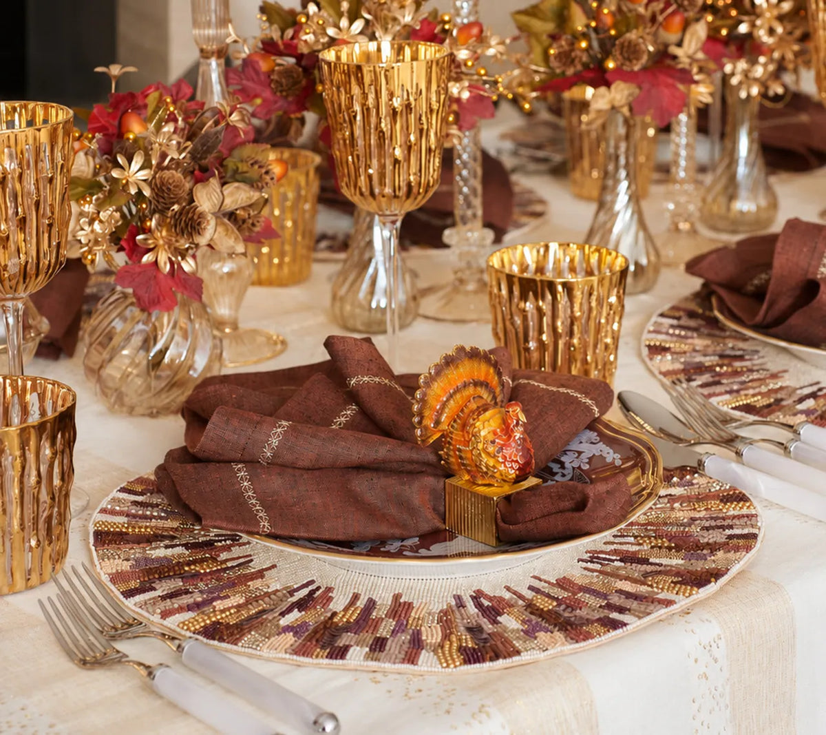Diadem Placemat in Brown & Multi, Set of 2