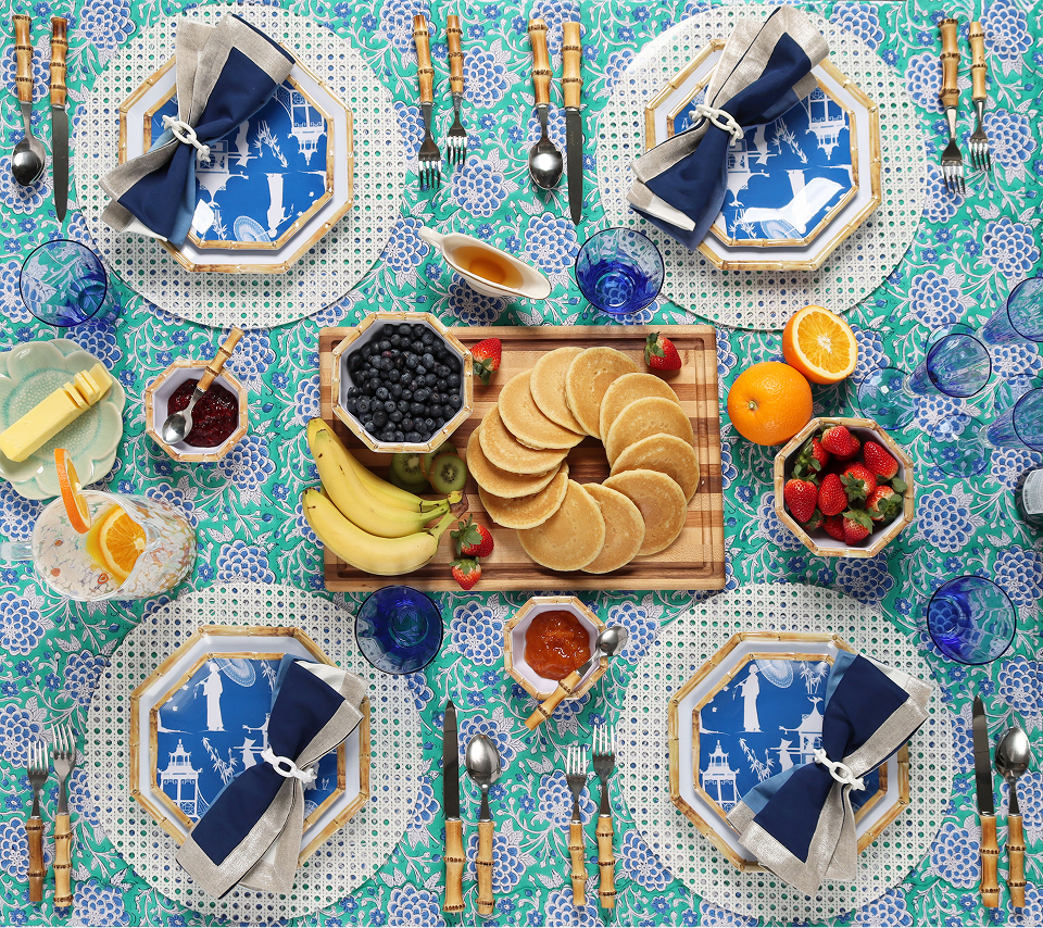 Seersucker Napkin in Navy & Red, Set of 4