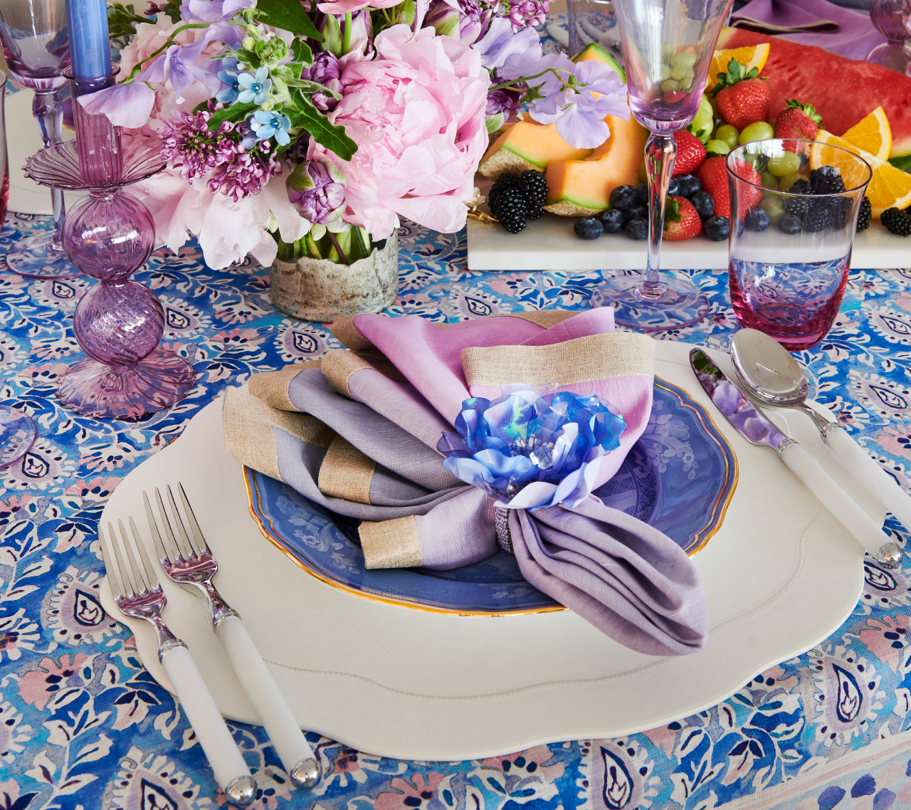 Bella Short Candle Holder in Lavender, Set of 2 in a Box